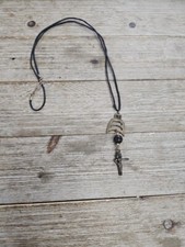 Egyptian Style Pendant Leather Neclace  30"