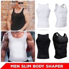 Compressed Men Slim Vest Body Shaper Chest Belly Tummy Control Tops White Black