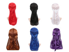 6 Pcs Silky Durag Headwraps Durag for Men Women Waves,Durags Pack with long tail