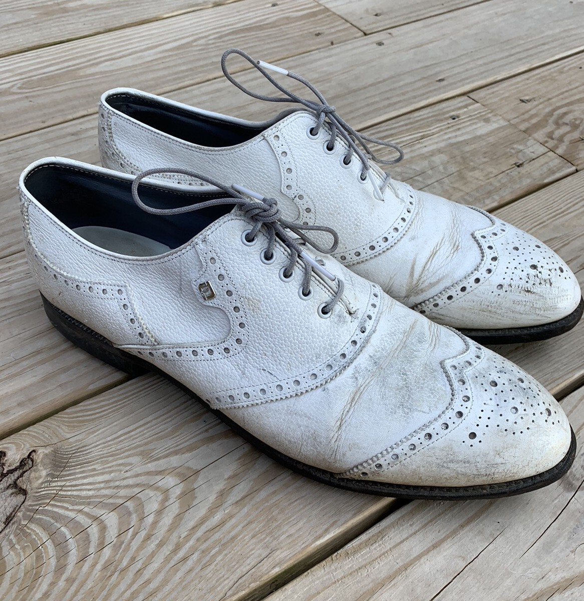 Vintage** Footjoy Classics mens white 12a leather golf shoes style