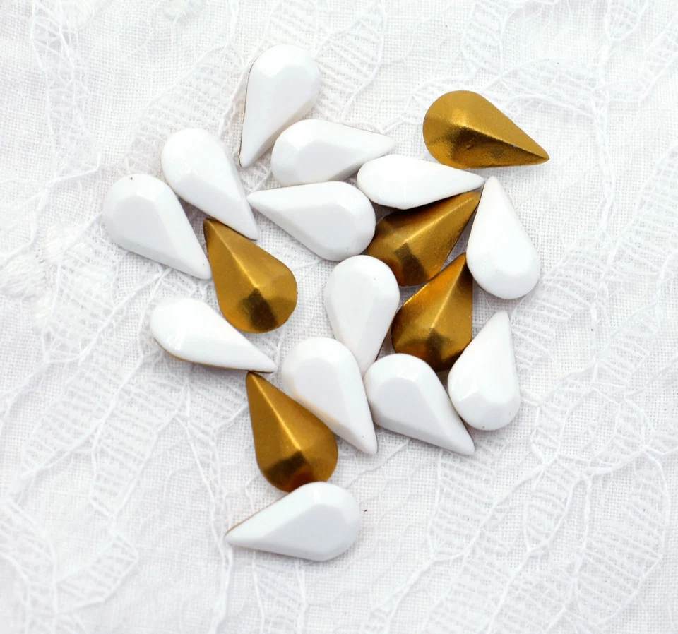 10 pedrería de pera SWAROVSKI 13x8 mm, blanco tiza, NOS, artículo #4300/2 Foto 3 de 3