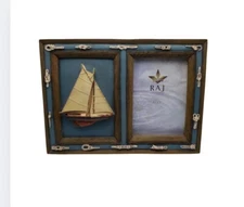 RAJ Photo Display Sailboat Picture Frame 3.5” X 5” Nautical Ropes 