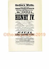 Sadler's Wells, Henry IV, Advert, 1846, Book Illustration (Print), 1934