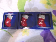 Regent Square Christmas Stocking Ornament European Crystal Initial A C or M