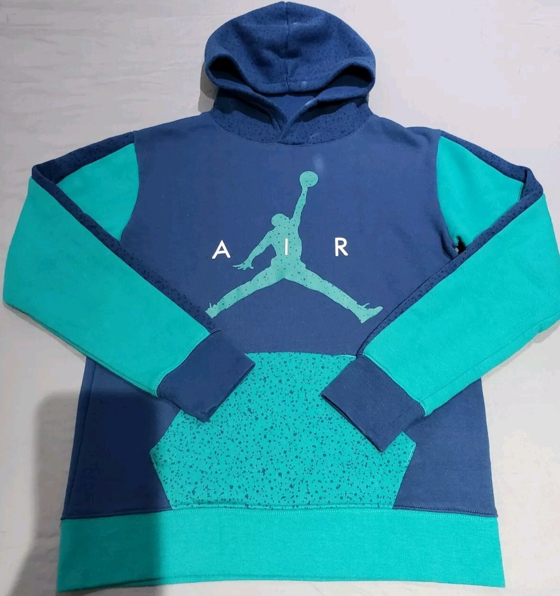 Nike Jordan Jumpman Green Blue Hooded Sweatshirt Youth Boy's