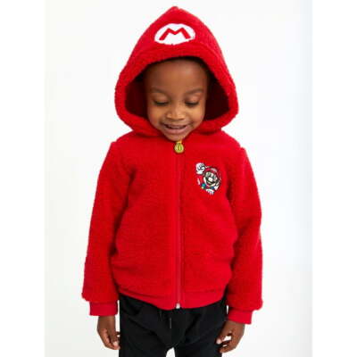 Sweat à Capuche Super Mario Garçon 5-6 Ans - Rouge, Imprimé Graphique, Doux