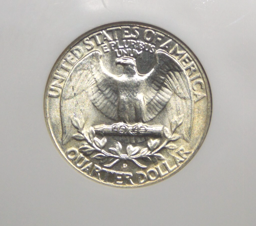 1949 "D" Washington ARGENTO quarto 25c NGC MS65 #027 GEM non circolato ECC&C, Inc - Foto 2 di 5
