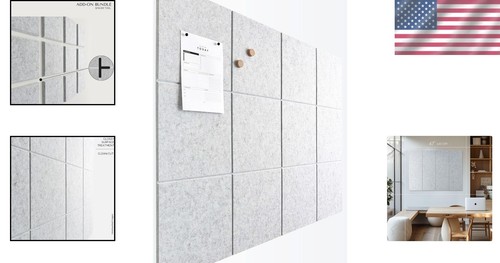 Extra Large Marble White Felt Bulletin Board Tiles - Stylish Office Décor - Picture 2 of 8