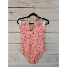 J. Crew Women's Pink Floral Printed Keyhole Halter Swimsuit One Piece Medium