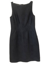 THEORY BLACK TEXTURED PARTIALLY LINED SLEEVELESS SHEATH BACK ZIP DRESS 0