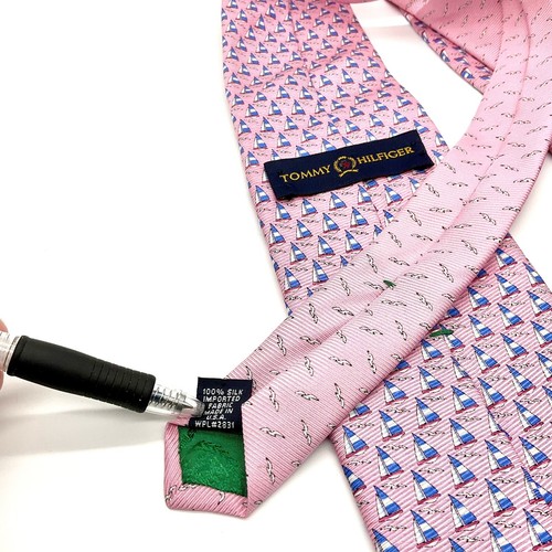 Tommy Hilfiger 2 Men’s Sailboat Silk Red Blue Pink USA Neckties Preppy Nautical - Picture 9 of 14