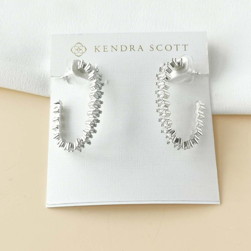 NEU Kendra Scott Juliette Silber Weiß Kristall Oval Creolen