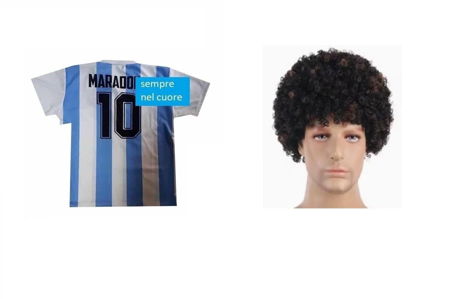 Peluca Y Jersey Diego Maradona Ídolo Argentina México 86