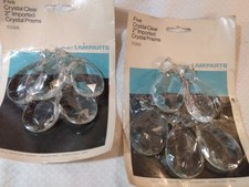 Crystal Clear 2" Prisms Teardrop Chandelier Lamp Part  10 pc NIP Vintage