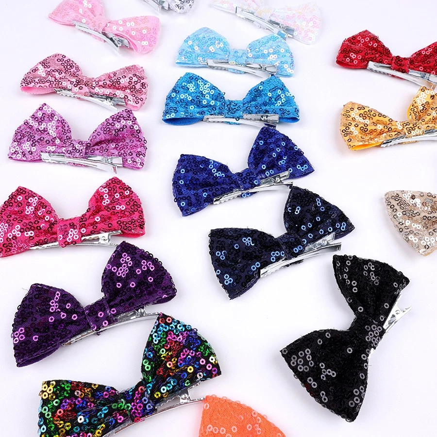 10 PCS Baby Girls Kid Sequin Bow Hairpins Hair Clips Headwear Hair Accessory - Image 2 of 3