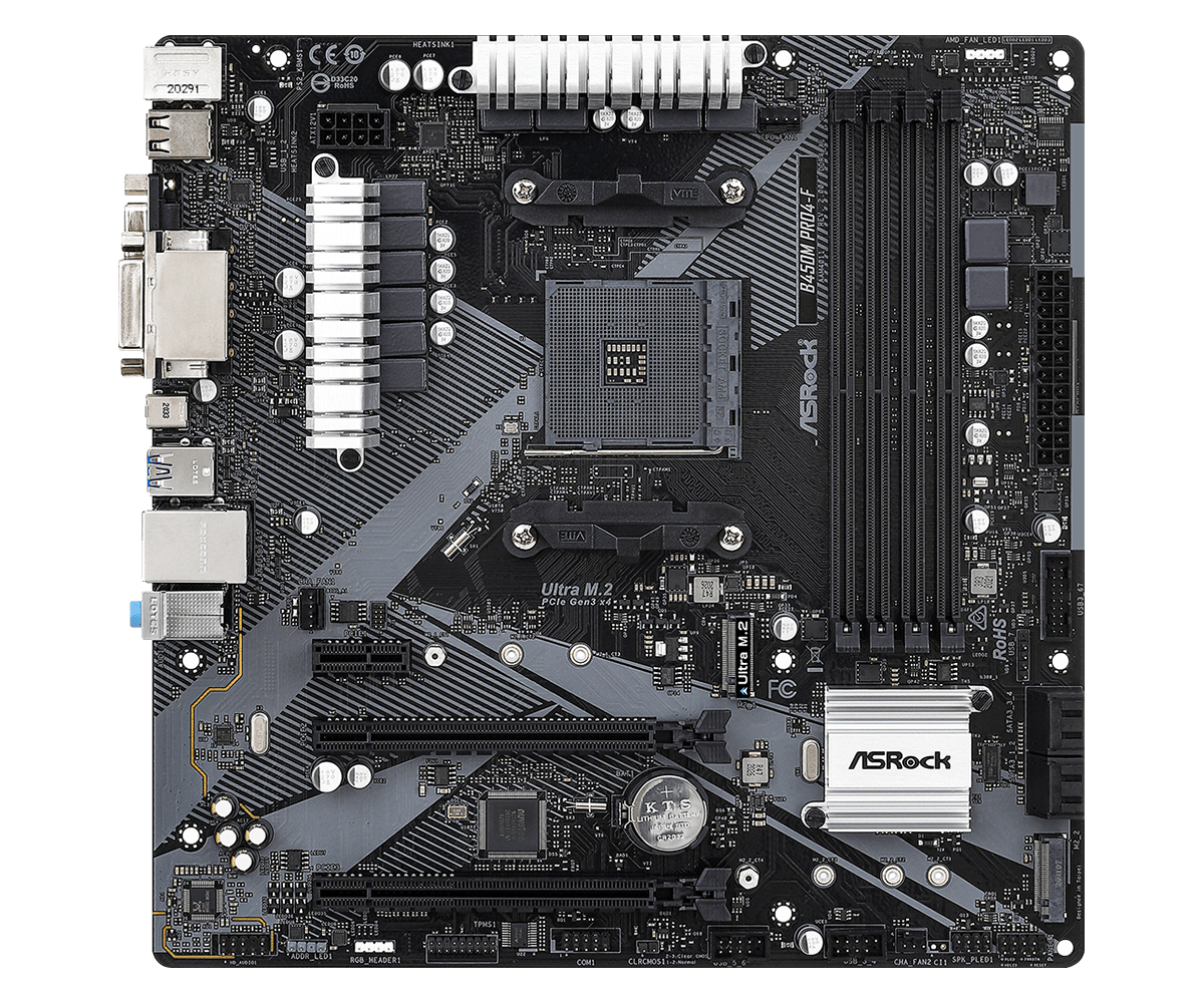 ASRock B450M Pro4-F R 2.0 AMD AM4 MicroATX DDR4 Desktop