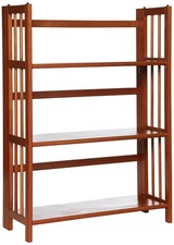 3-Shelf Folding Stackable Bookcase (27.5" Wide)-Mahagony