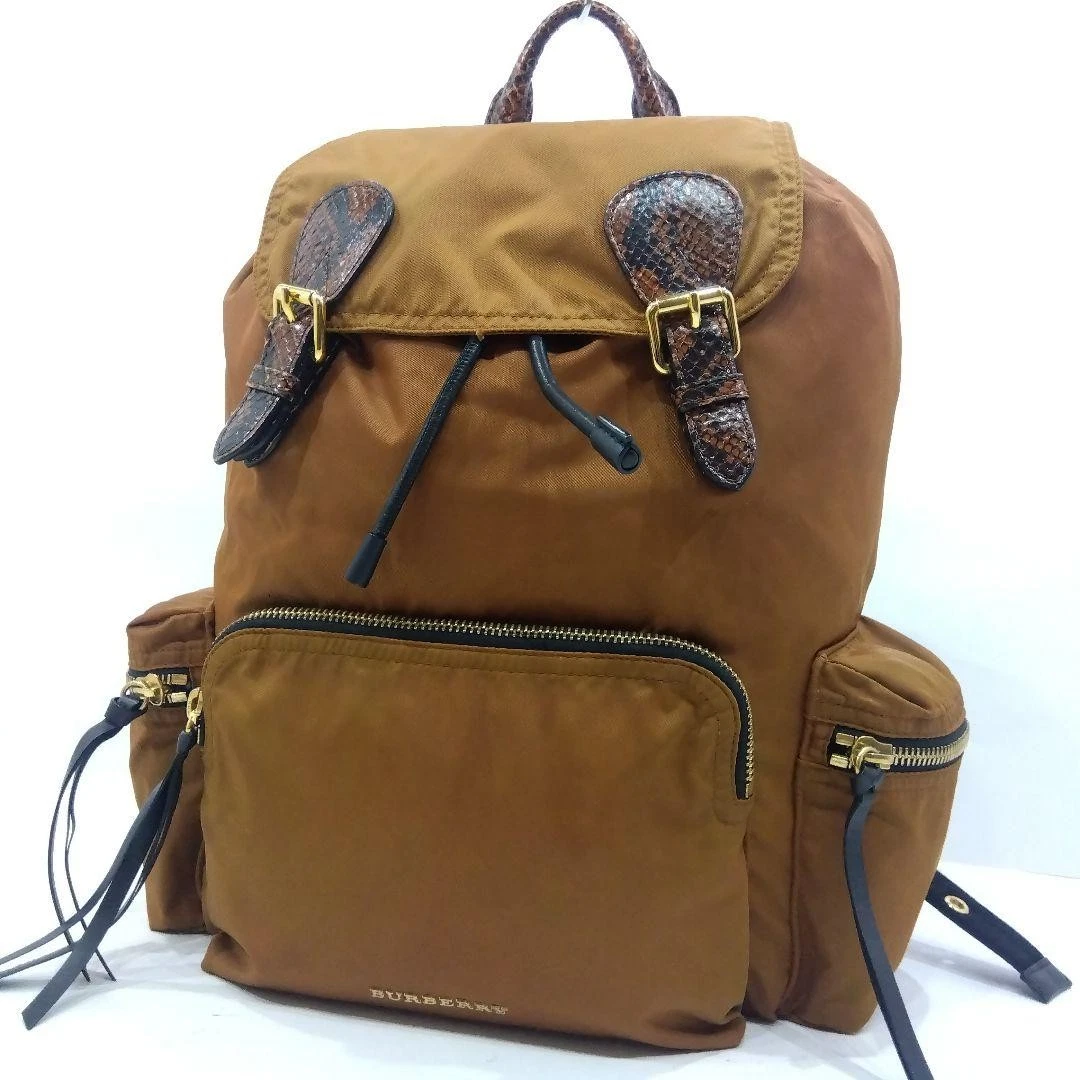 BURBERRY LONDON ENGLAND 4050384 Black Brown Nylon Leather Backpack Burberry Medium Rucksack Nylon Backpack | eBay main image 2