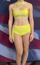 Yellow Glamour Dance Costume 2 Piece Medium Adult
