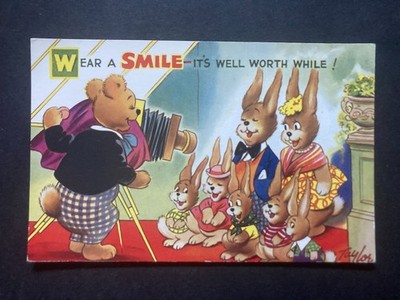 Wear a Smile It's Well Worth While Vintage Merry Message Postkarte P86