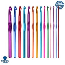 14-Piece Aluminum Crochet Hook Set - Multicolor Knitting Needles for Craft ...
