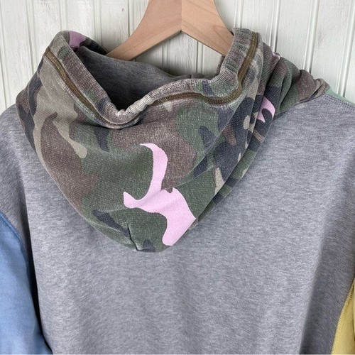 Polo Ralph Lauren Patchwork Spellout Distressed Felpa con Cappuccio Pastello Mimetica Uomo Taglia XXL - Foto 9 di 12