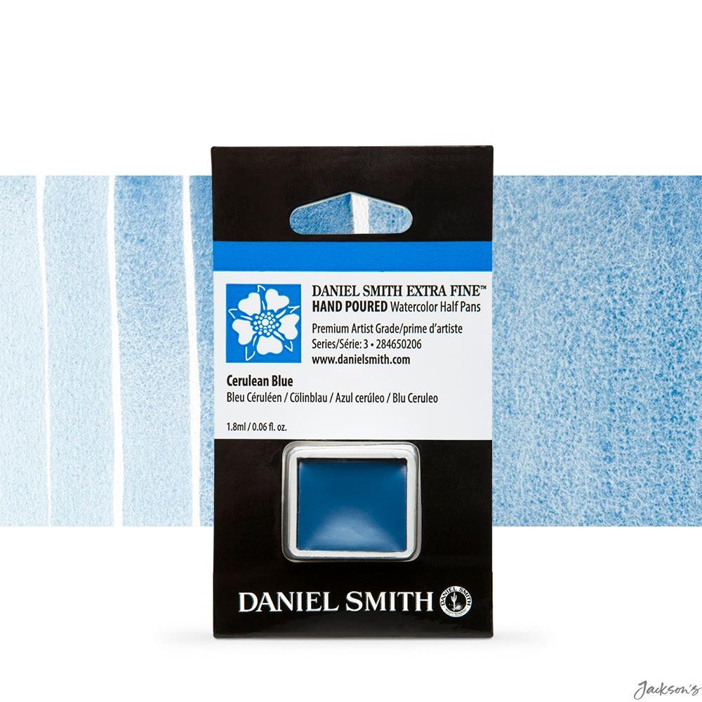 Daniel Smith Watercolour Paint Half Pan Cerulean Blue PB35 Artist Painting