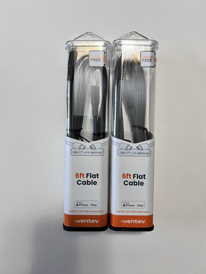 Lot Of 2 Ventev 6ft Flat Cable Fast Charging Type C To iPhone MFi certified