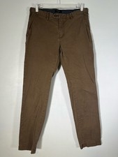 Ted Baker Mens Slim Straight Chino Pants Tan Stretch Cotton Blend W32 L31