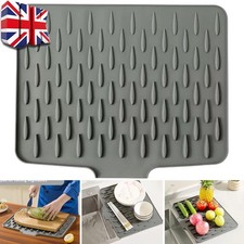 Kitchen Dish Draining Mat Silicone Washing Drainer Tray Drying Pans Pad 40x32cm