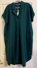 NWT $248 Eileen Fisher Aegean Organic Linen Notch Collar Dress 1X 2X