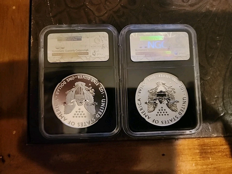 2013-W Reverse Proof SILVER EAGLE NGC PR PF70 & Enhanced SP70 Early Release SET - Image 2 of 4