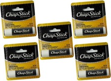5 Pack NEW Chapstick Classic Original Lip Balm Tubes -0.15 Oz Skin Protectant