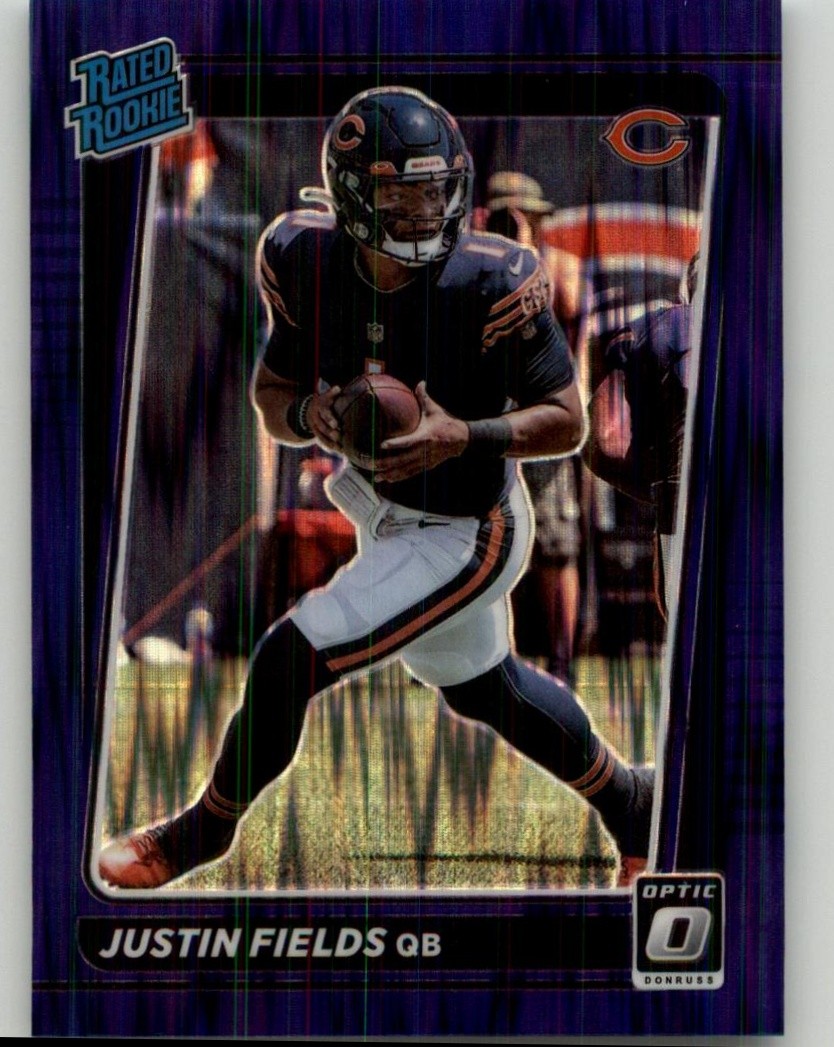 2021 Donruss Optic Justin Fields Purple Shock Rookie #204 RC Chicago Bears