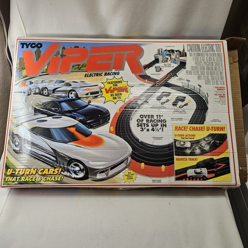 1994 TYCO VIPER Electric Racing Set w/ Box & Slot Cars Kit Track Parts Read - Picture 1 of 17
