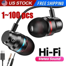 HIFI Bass Stereo Wired Earbuds Headset In-Ear Earphone Headphone 3.5mm USB-C Lot
