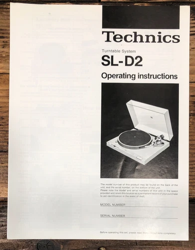 Technics SL-D2 Record Player / Turntable Owners / User Manual *Original*