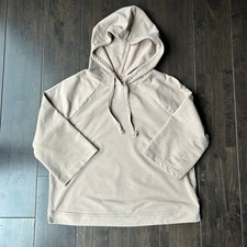 Pact Organic Cotton M Womens Tan Cropped Half Sleeve Hoodie French Terry Retro