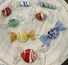 Lot of 8 Vintage Murano-Style Glass Wrapped Candy Pieces Blown Glass Art