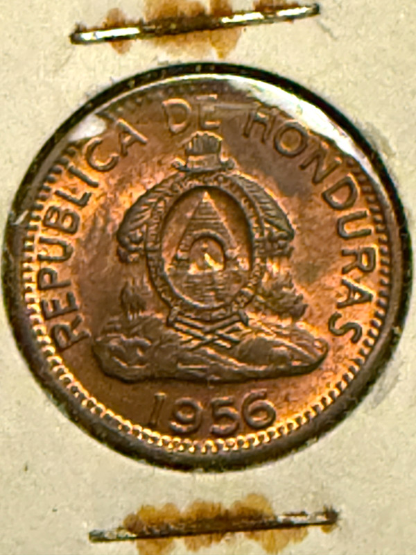 Honduras - 1956 2 Centavos Coin - Bronze! Nice Eye Appeal! Free Shipping!