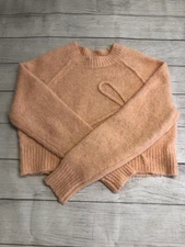 American Eagle Sweater Womens Small Bow Detail Fuzzy Pullover Soft Knit Cozy