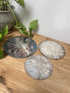 Set of 3 Vintage 1970s Silver Plate Round Engraved Carved Trivets 5.5" - 8.5"L