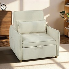 HOMCOM Schlafsessel 3 in 1 Umwandelbarer Sessel mit Bettfunktion, Lendenkissen