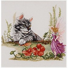 JANLYNN Furry Fairy Friends Cat Counted Cross Stitch Kit Made In USA 2004 NEW