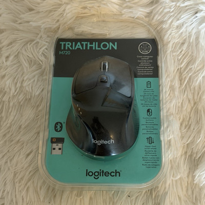 Logitech M720 Triathlon Wireless Bluetooth Optical Mouse 8-Button 1000 DPI Black