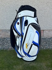 Powakaddy Deluxe Golf Cart Bag 14 Way Dividers + Putter Well - White/Blue/Black