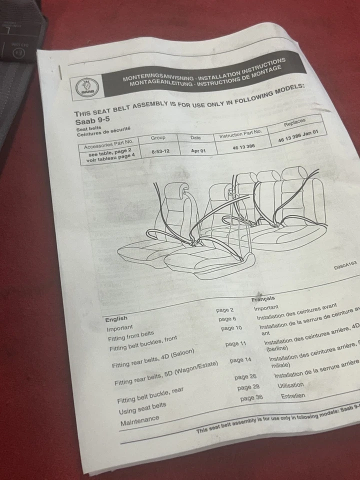 cinturón seguridad conductor saab 9-5 gris Foto 2 de 3