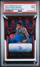 2021-22 Panini Crown Royale Rookie Crown Auto Jonathan Kuminga JKM Red /49 PSA 9