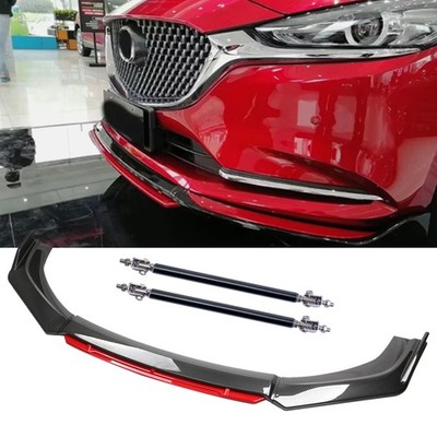 Carbon Fiber Red Front Bumper Spoiler Splitter For 2004-2021 Mazda 2 3 5 Body