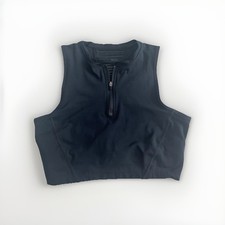 Nike Women's Pro Dri-Fit Cropped sports bra 1/2 Zip Training Tank, Black M